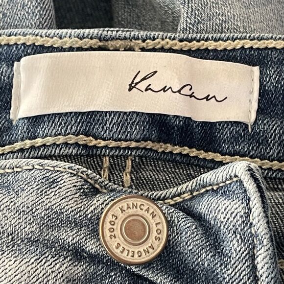 KanCan SZ 5/26 Skinny Jeans Low-Rise Distressed Whiskered Stretch Zip-Fly Blue - Picture 10 of 12